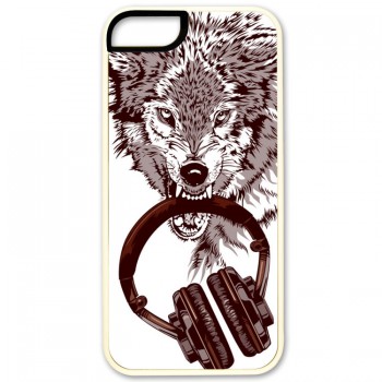 Волк с наушниками IPhone 5 (резина)