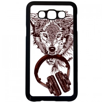 Волк с наушниками Samsung Galaxy E7 (пластик)