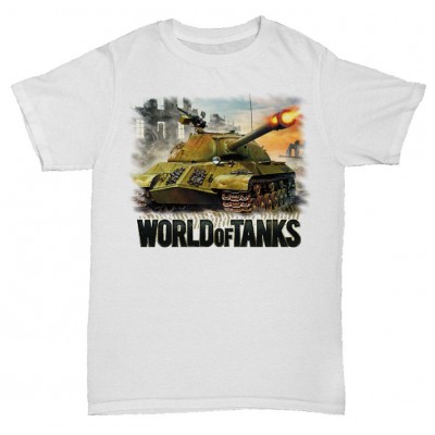 Белая футболка с принтом World of tanks