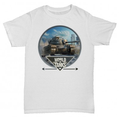 Белая футболка с принтом World of tanks
