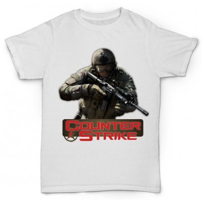 Белая футболка с принтом Counter-Strike