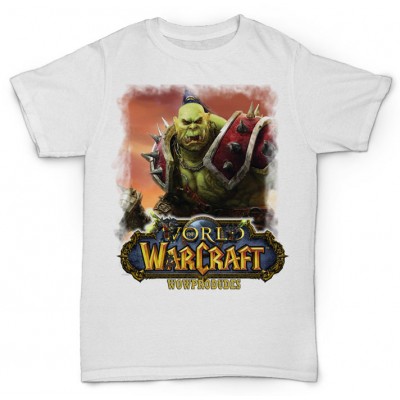 Белая футболка с принтом World of Warcraft ORC